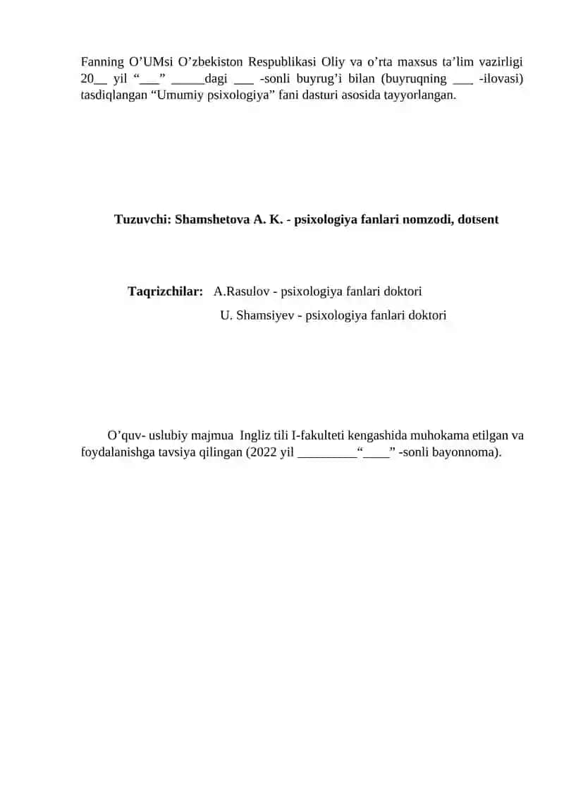 Umumiy psixologiya fani dasturi 2