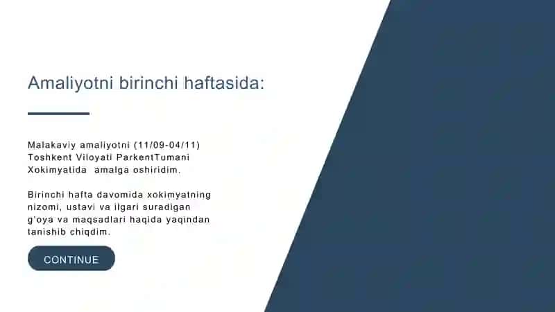 BOSQICH TALABASI MALAKAVIY AMALIYOT HISOBOTI 2