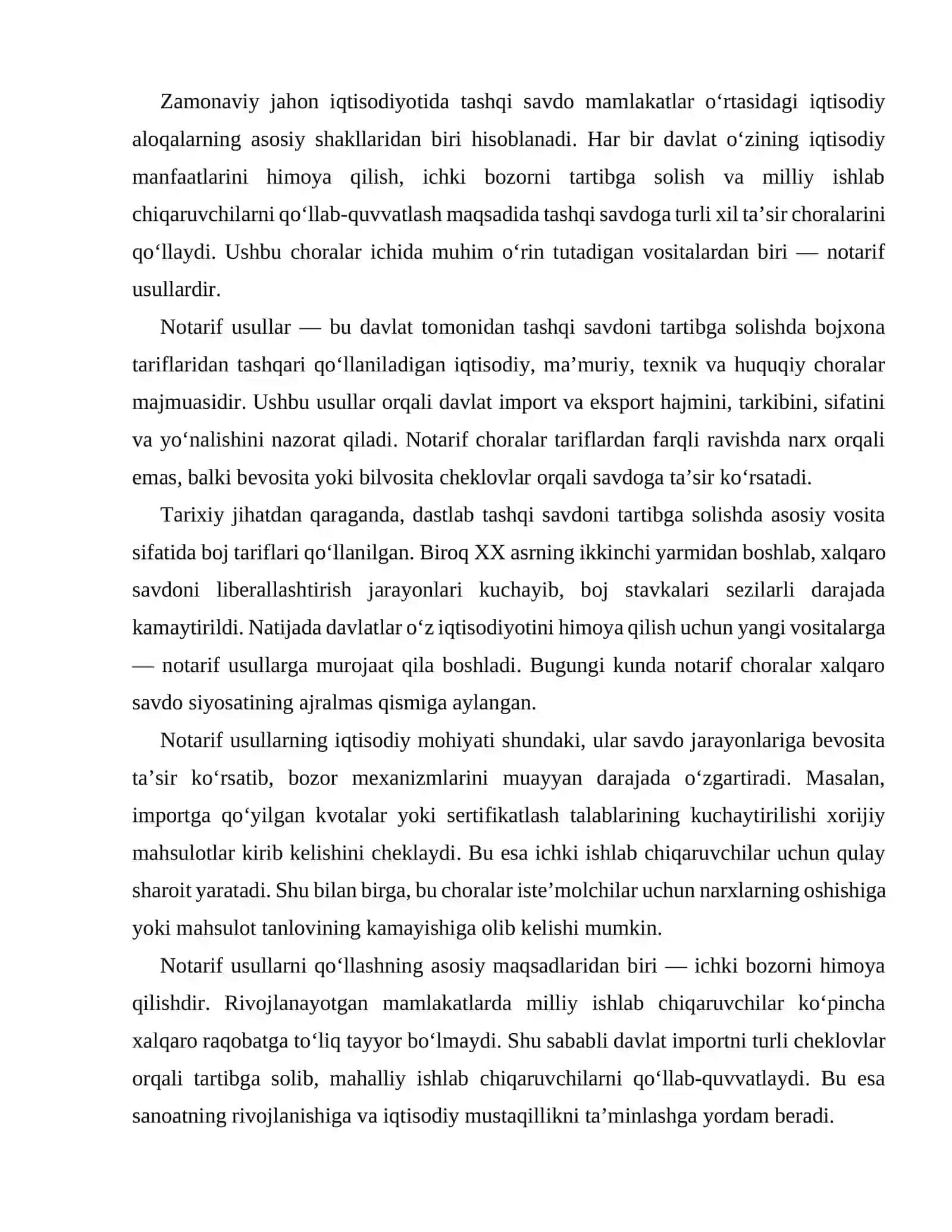 Tashqi savdoni tartibga solishning notarif usullari 2