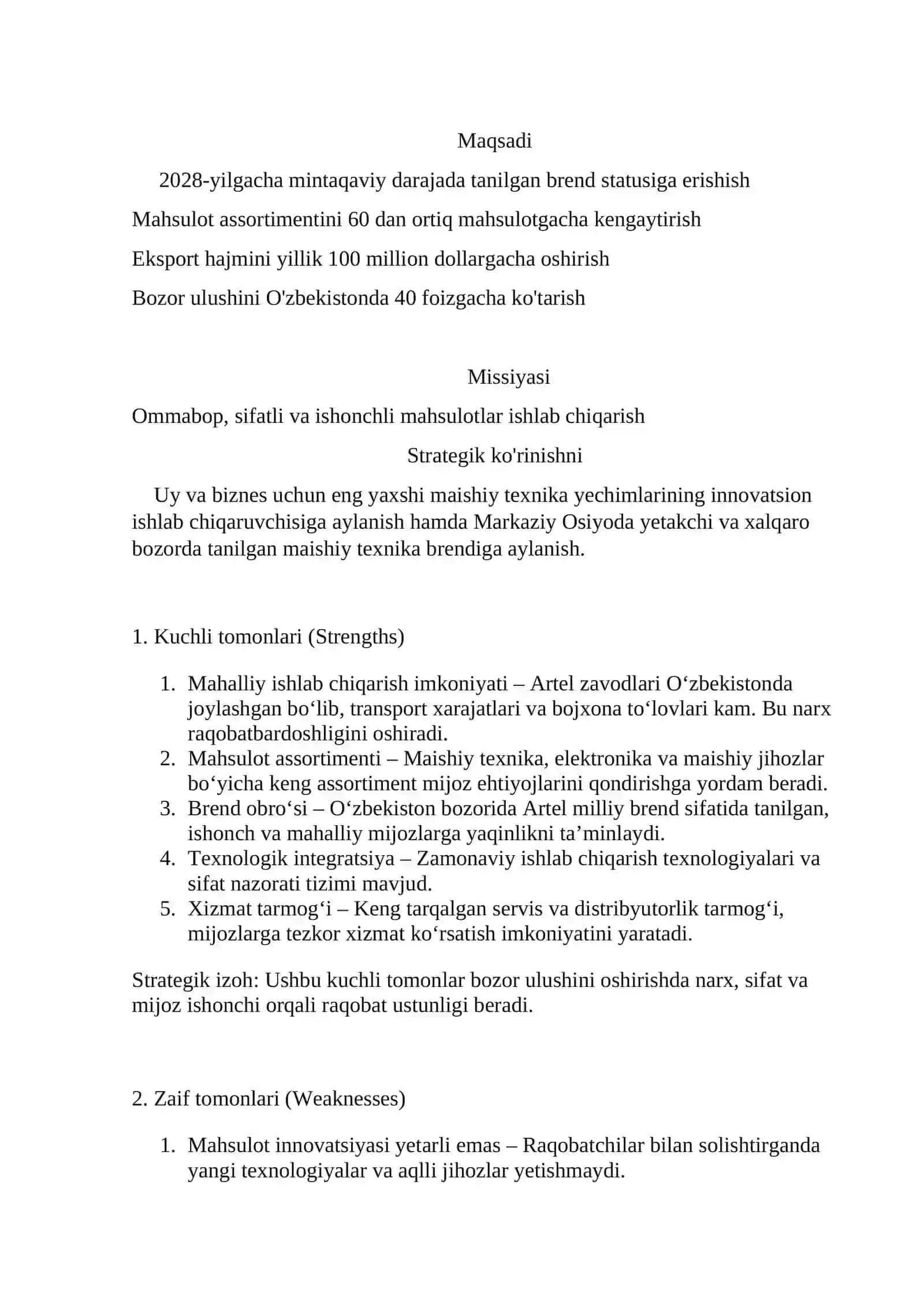 SWOT tahlili 2
