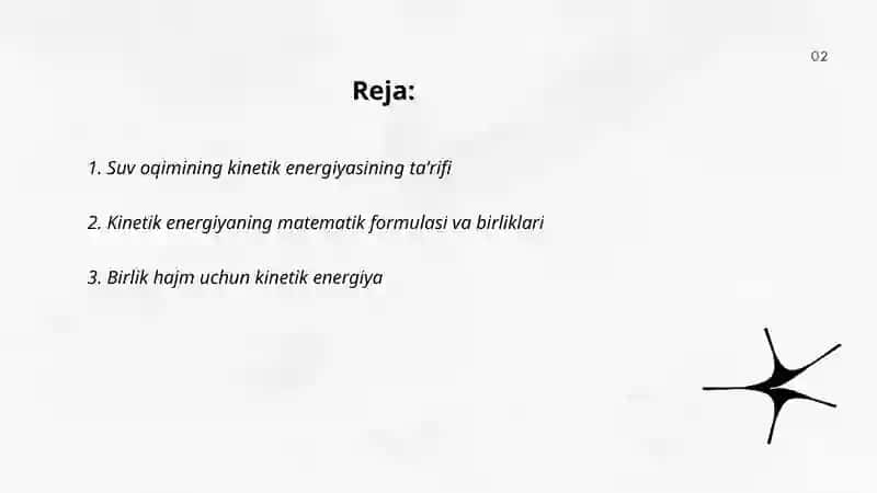 Suv oqimining kinetik energiyasi tushunchasi 2