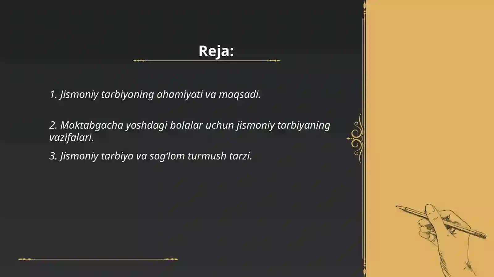 Maktabgacha yoshdagi bolalarni maktabgacha ta'lim muassasalarida va oilada jismoniy tarbiyalash nazaryasining maqsad va vazifalari 2