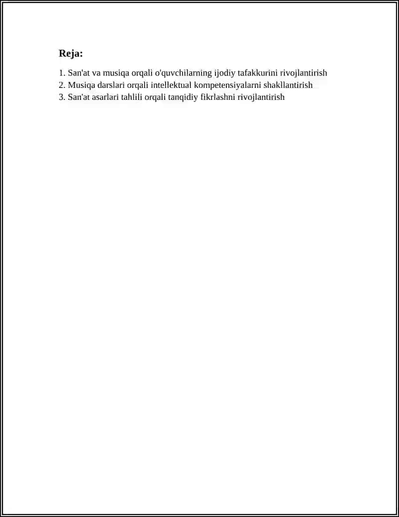 IJODIY RIVOJLANISH SOHASI KOMPETENSIYALARINI SHAKLLANTIRISHDA SAN'AT VA MUSIQANING ROLI 2