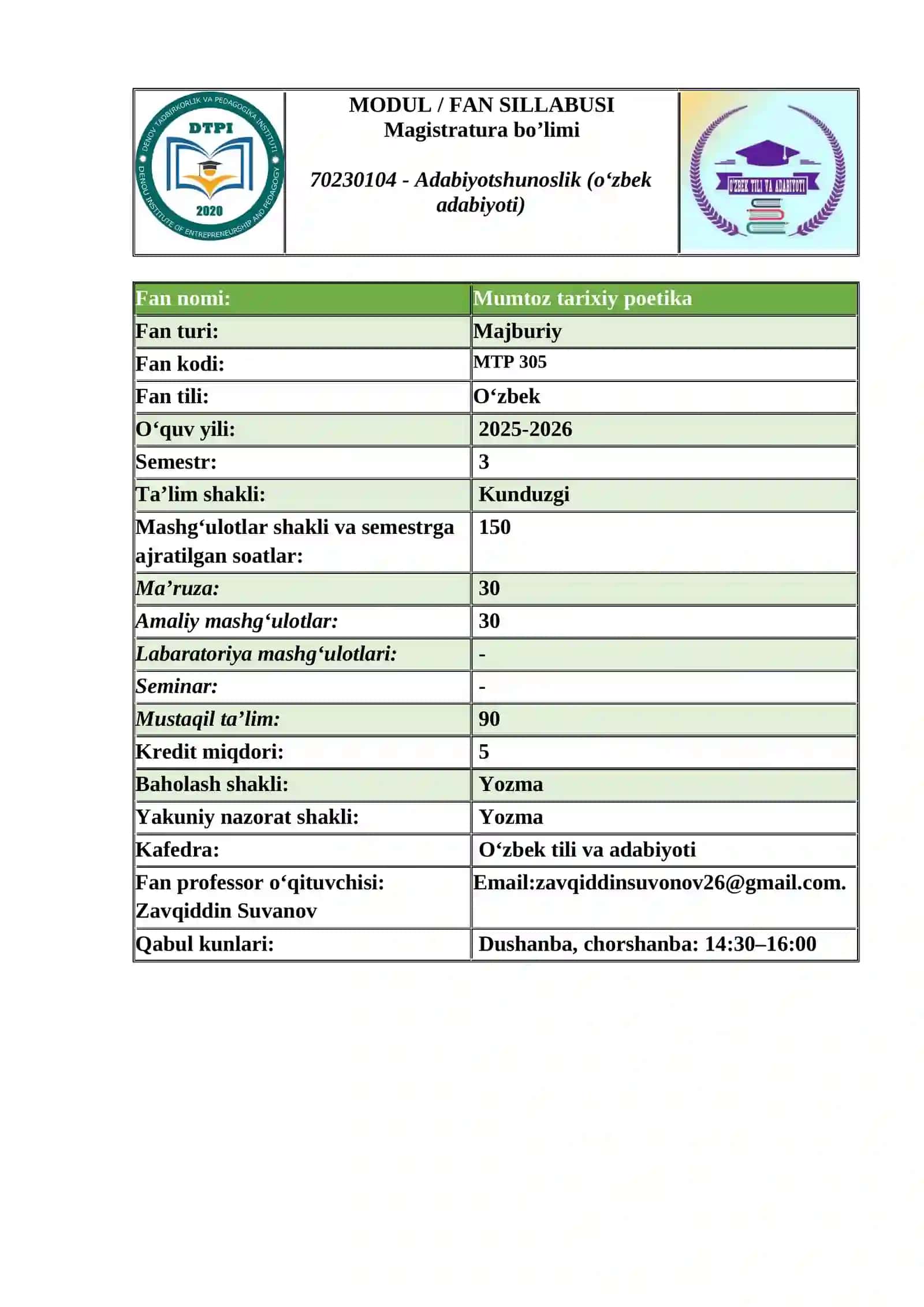 MODUL / FAN SILLABUSI 2
