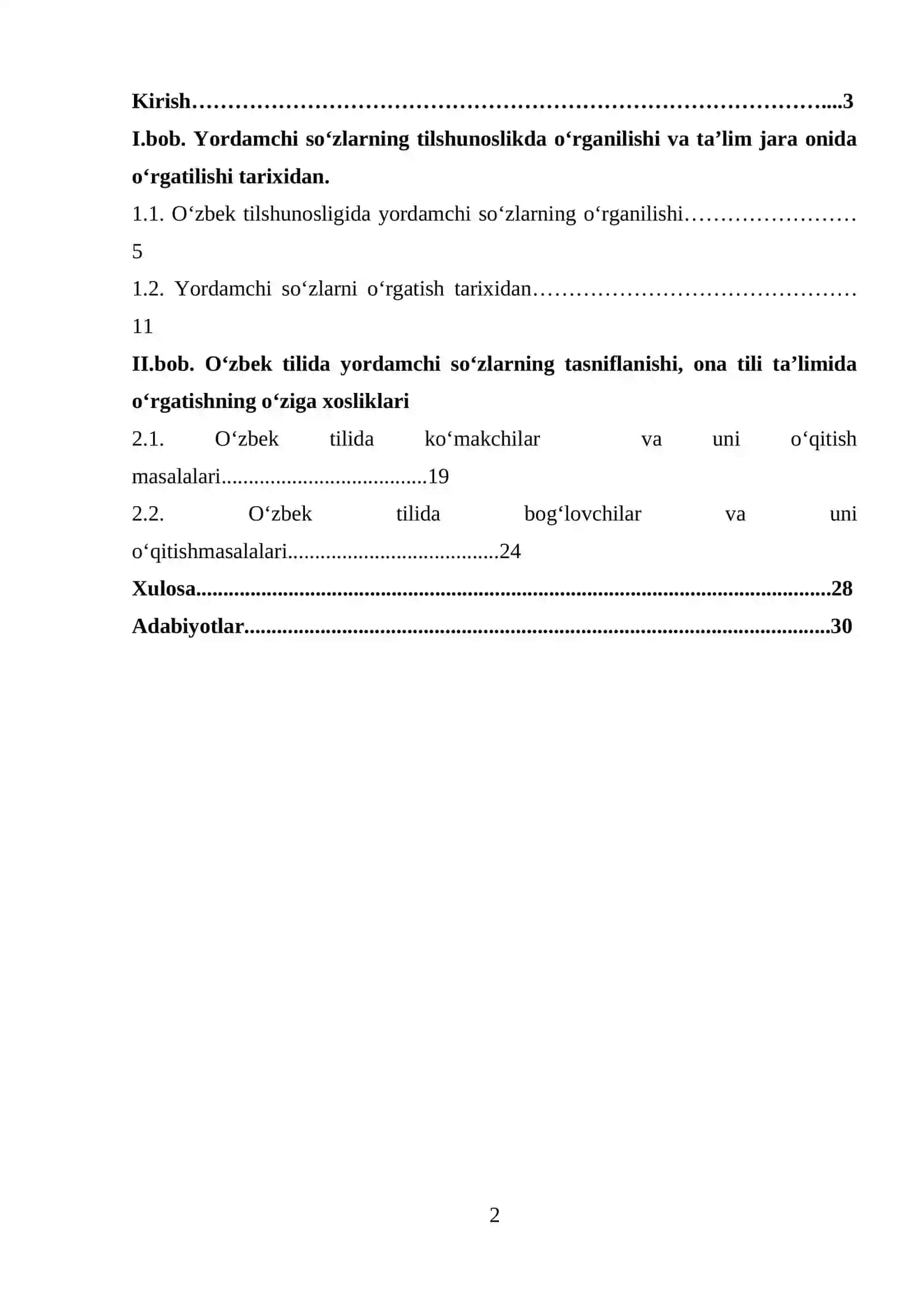 O'zbek tilida yordamchi so'zlar 2