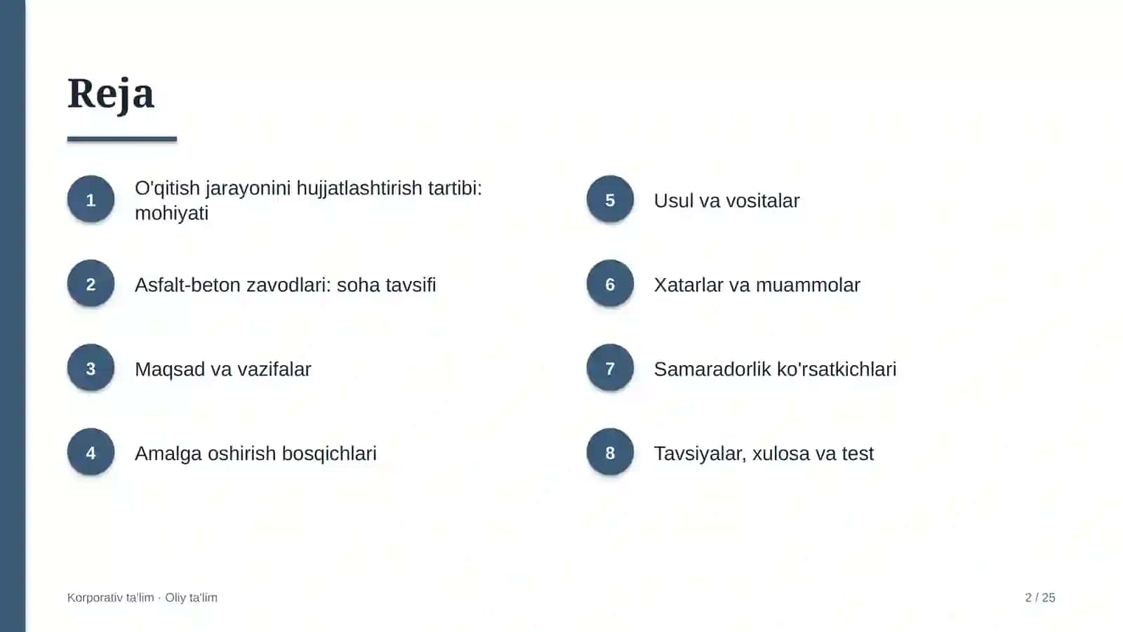 asfalt beton zavodlarida o'qitish jarayonini hujjatlashtirish tartibi 8022 2
