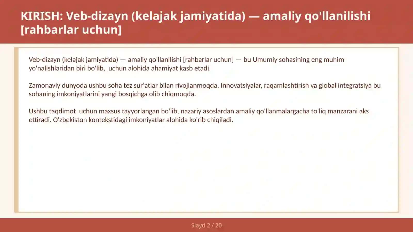 VEB-DIZAYN (KELAJAK JAMIYATIDA) — AMALIY QO'LLANILISHI [RAHBARLAR UCHUN] 2