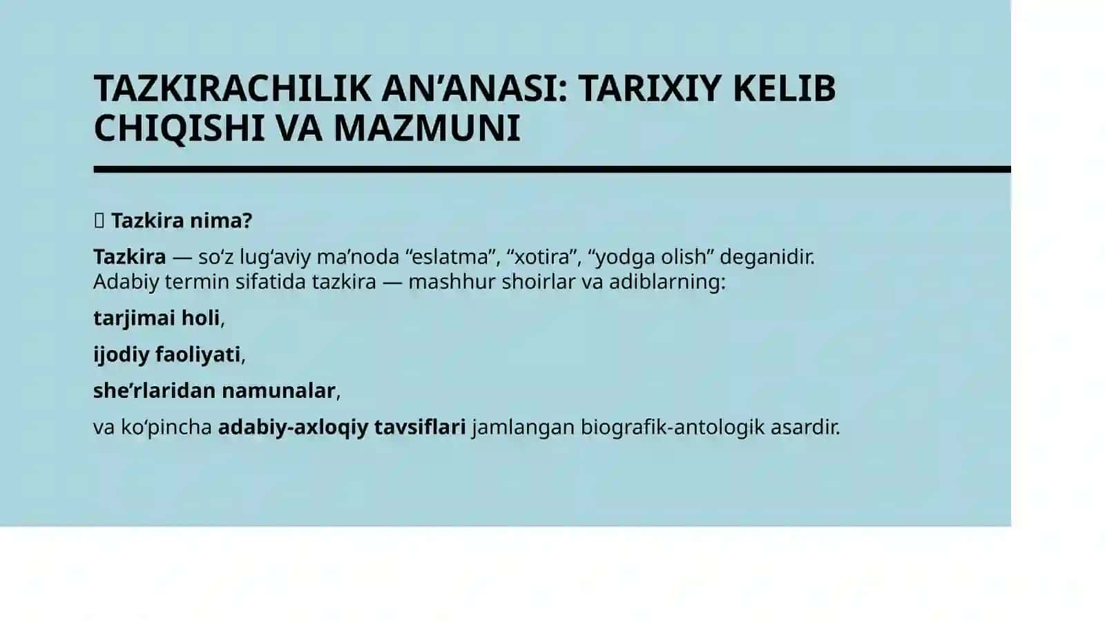 ADABIYOTSHUNOSLIK TARIXIDA TAZKIRACHILIK ANANASI VA NAZARIY QARASHLAR 2