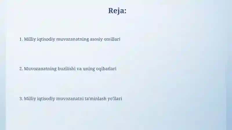 Milliy iqtisodiyotning muvozanati 2
