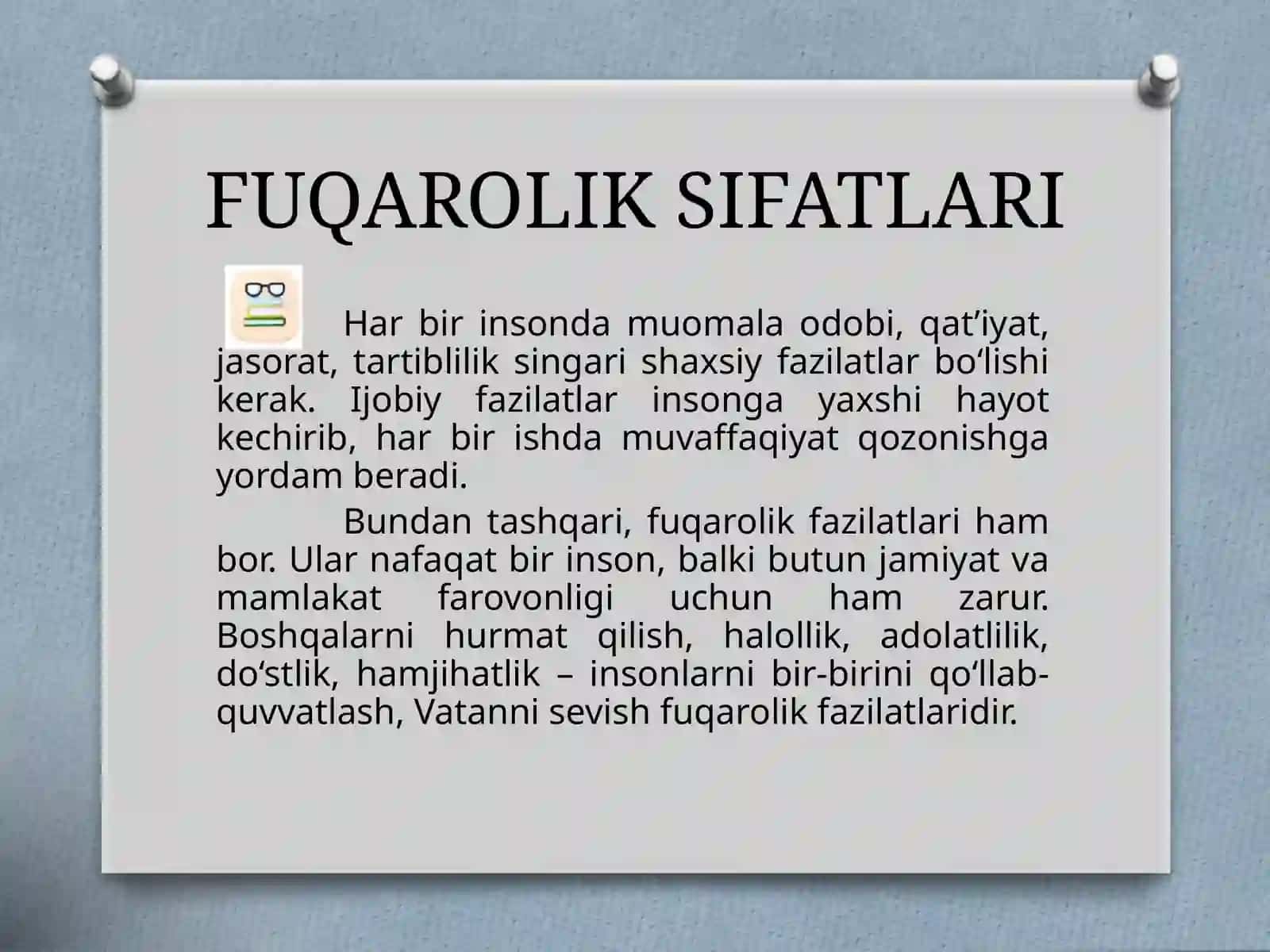 4-sinf Tarbiya. Fuqarolik sifatlari 2
