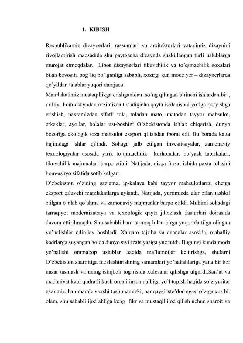 Ayollar ko'ylagini oqim usulida ishlab chiqarishni loyihalash va uni takomillashtirish 2