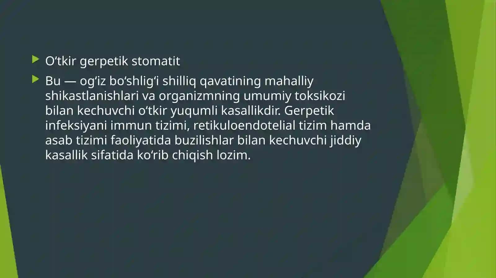 O'tkir gerpetik stomatit, 2