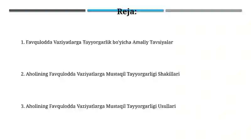Aholini favqulodda vaziyatlarga mustaqil tayyorlash shakllari va usullari 2