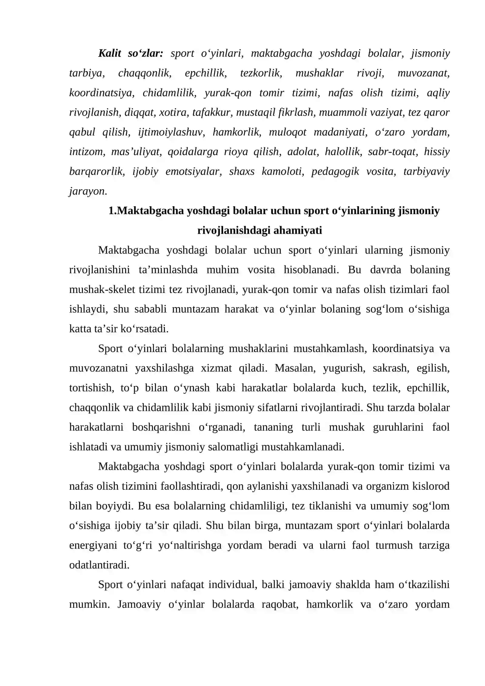 Maktabgacha yoshdagi bolalar uchun sport o‘yinlari 2