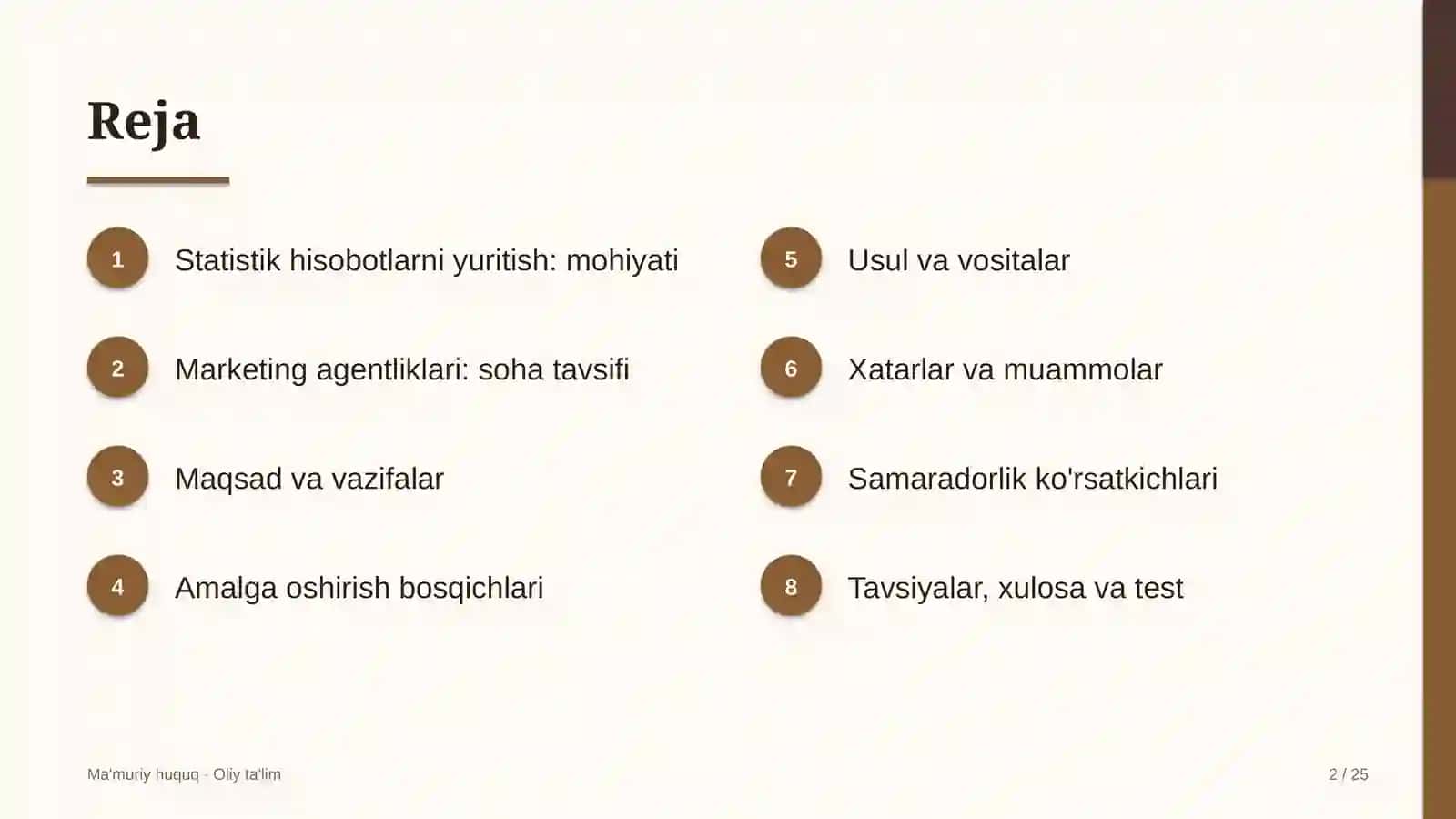 marketing agentliklarida statistik hisobotlarni yuritish 8151 2