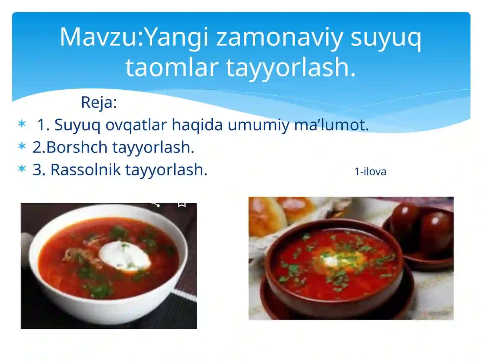 Yangi zamonaviy suyuq taomlarni tayyorlash 2