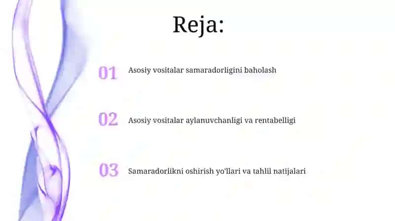 Korxonada asosiy vositalardan foydalanishning samaradorlik darajasi tahlili 2