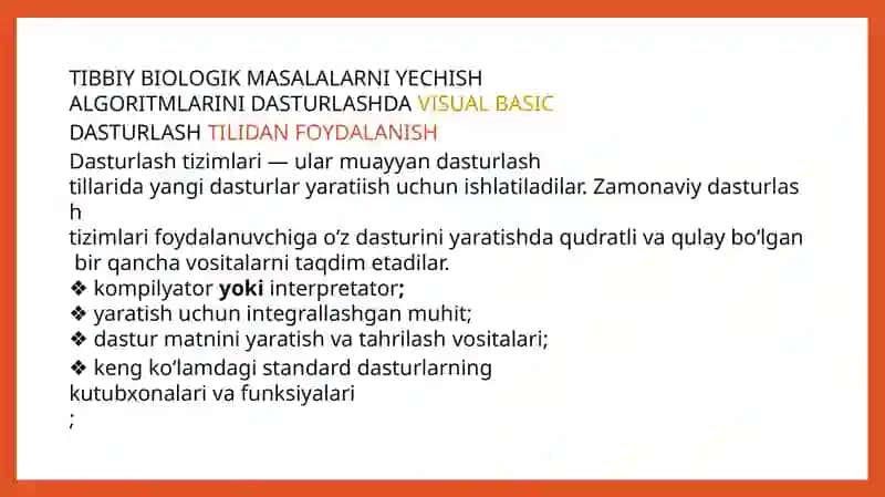 Tibbiy-biologik masalalarni yechish algoritmlarini matematik modellashtirish 2