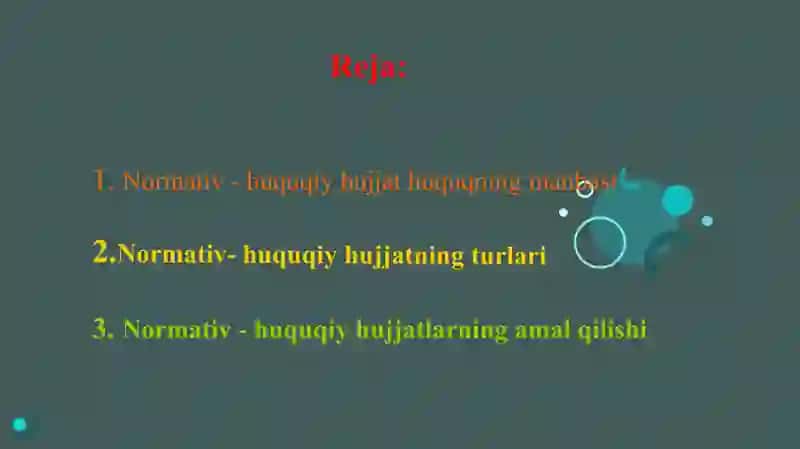 Normativ-huquqiy hujjat-huquqning manbasi 2