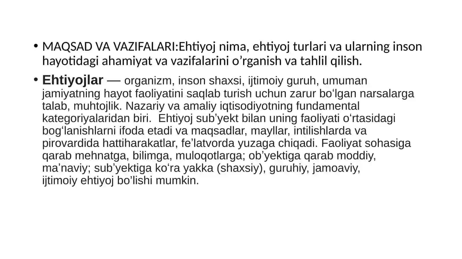 Ehtiyojlar klassifikatsiyasi 2