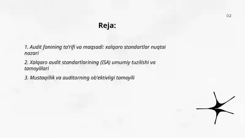 Audit fanining mazmuni va mohiyati: xalqaro standartlarda belgilangan asosiy tamoyillar 2