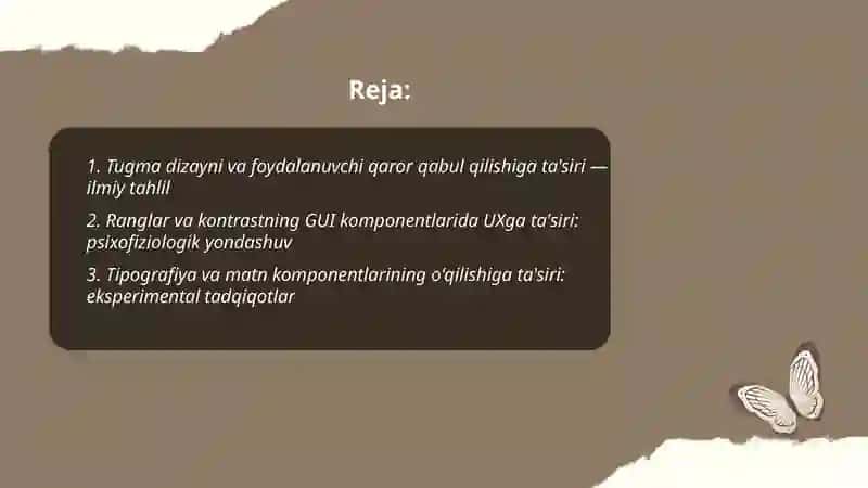 GUI komponentlarining foydalanuvchi tajribasiga tasirini ilmiy asosda tahlil qilish 2