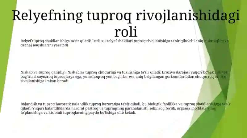 Tuproq Hosil BoʻLishida Relyefning Ahamiyati 2