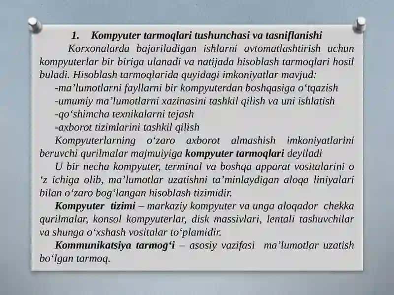 MA’LUMOTLARNI TARMOQLI QAYTA ISHLASH TEXNOLOGIYALARI 2