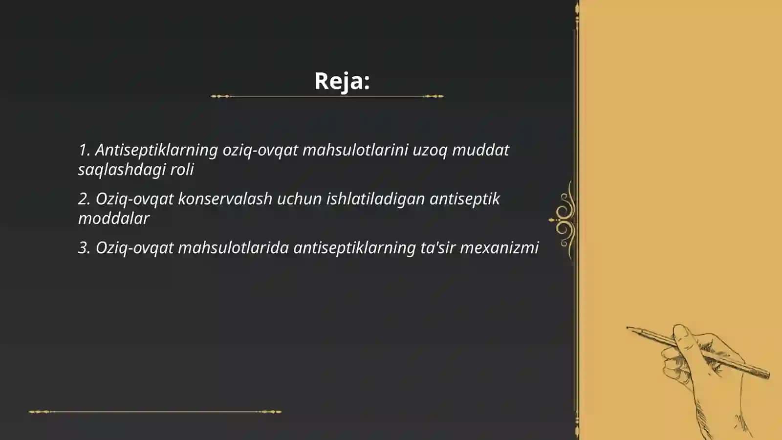 Antiseptiklarni oziq-ovqat mahsulotlarini konservalashda ishlatish 2