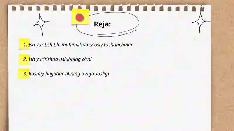 Ish yuritish tili va uslubi. Hujjat turlari va xususiyatlari 2