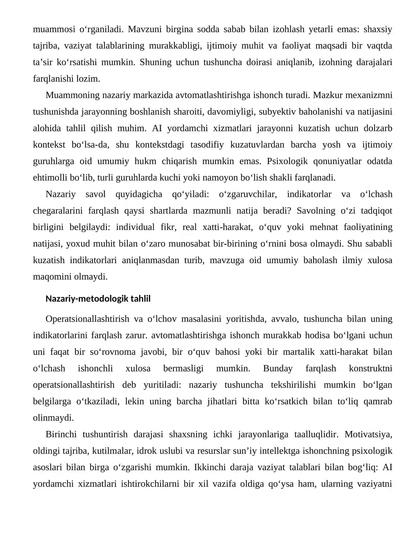 SUN’IY INTELLEKTGA ISHONCHNING PSIXOLOGIK ASOSLARI — BAHOLASH VA DIAGNOSTIKA MASALALARI 2