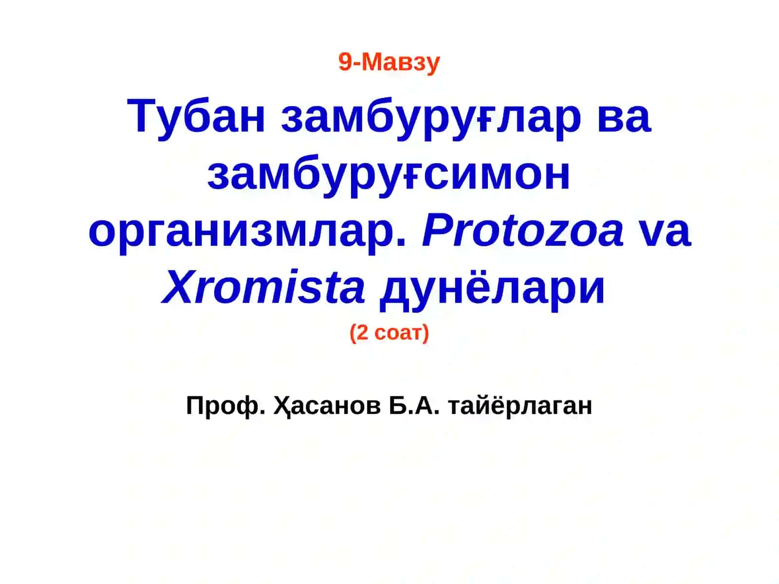Тубан замбуруғлар ва замбуруғсимон организмлар.ProtozoavaXromistaдунёлари 2