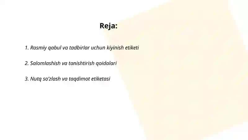 Rasmiy qabul va tadbirlar uchun kiyinish etiketi 2