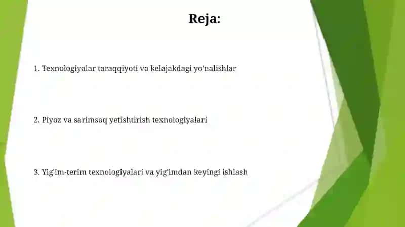 Piyoz va sarimsoq piyoz yetishtirish va xosilni yigʻish texnologik xarita tuzish texnalogiyasi 2