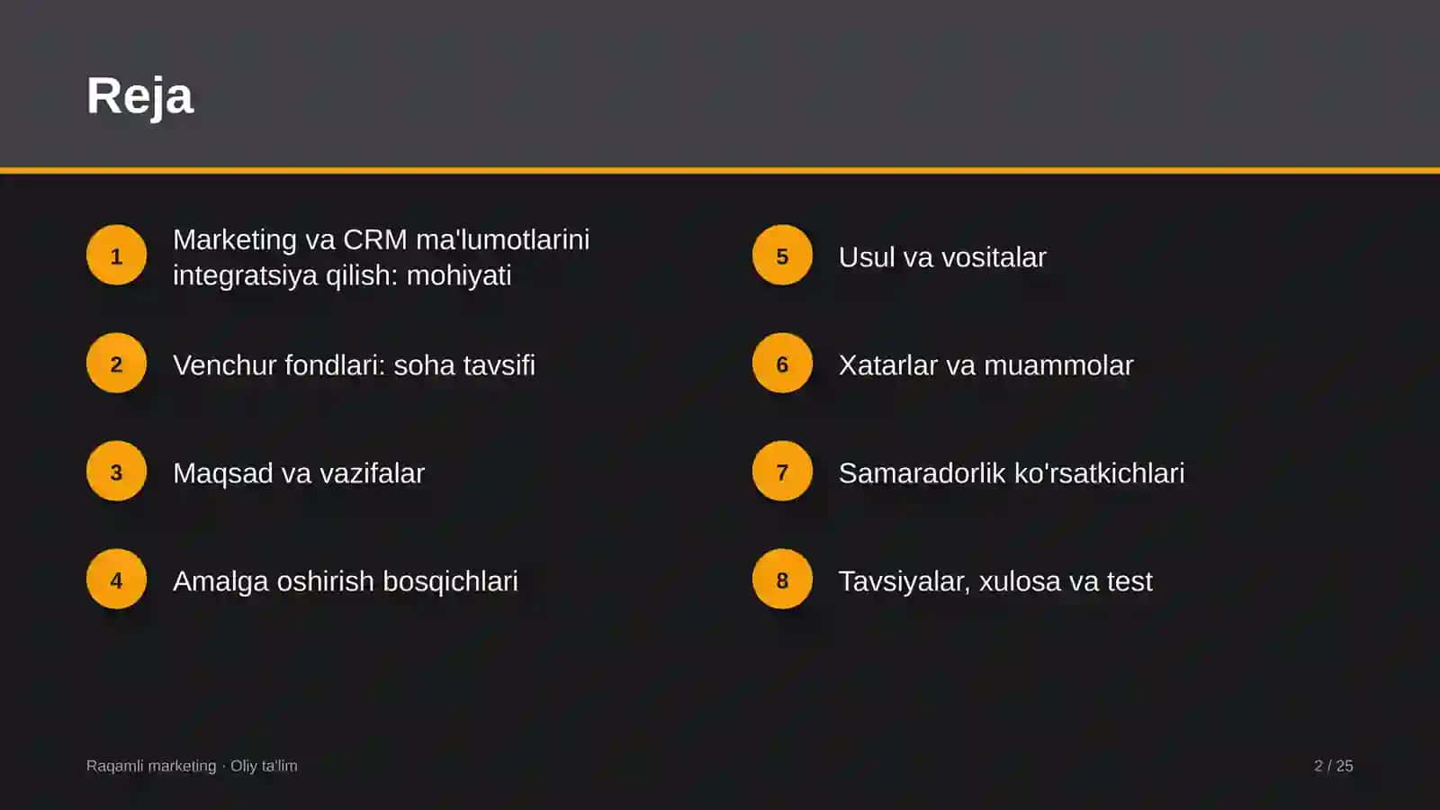venchur fondlarida marketing va crm ma'lumotlarini integratsiya qilish 5052 2