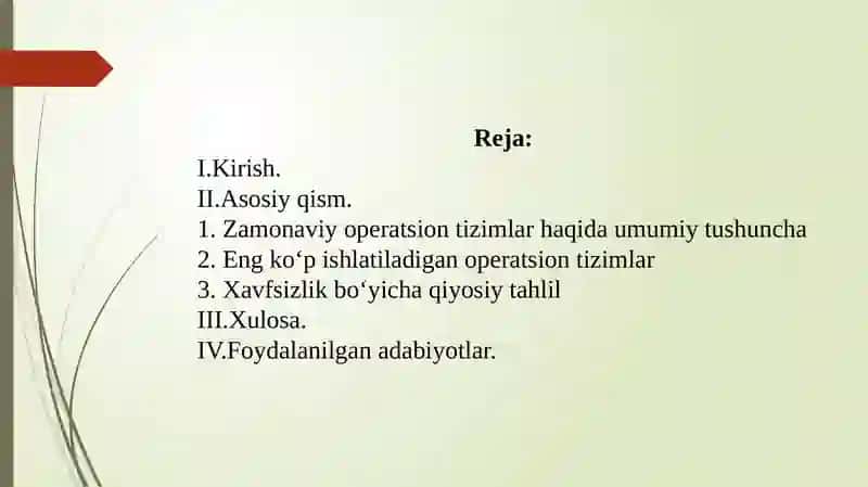 Zamonaviy operatsion tizimlarning qiyosiy tahlili 2