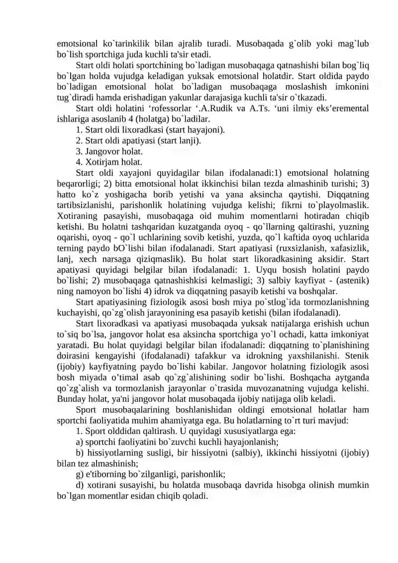 Sport musobaqalari va sportchilarni musobaqalarga ruxiy tayyorlash masalalari 2
