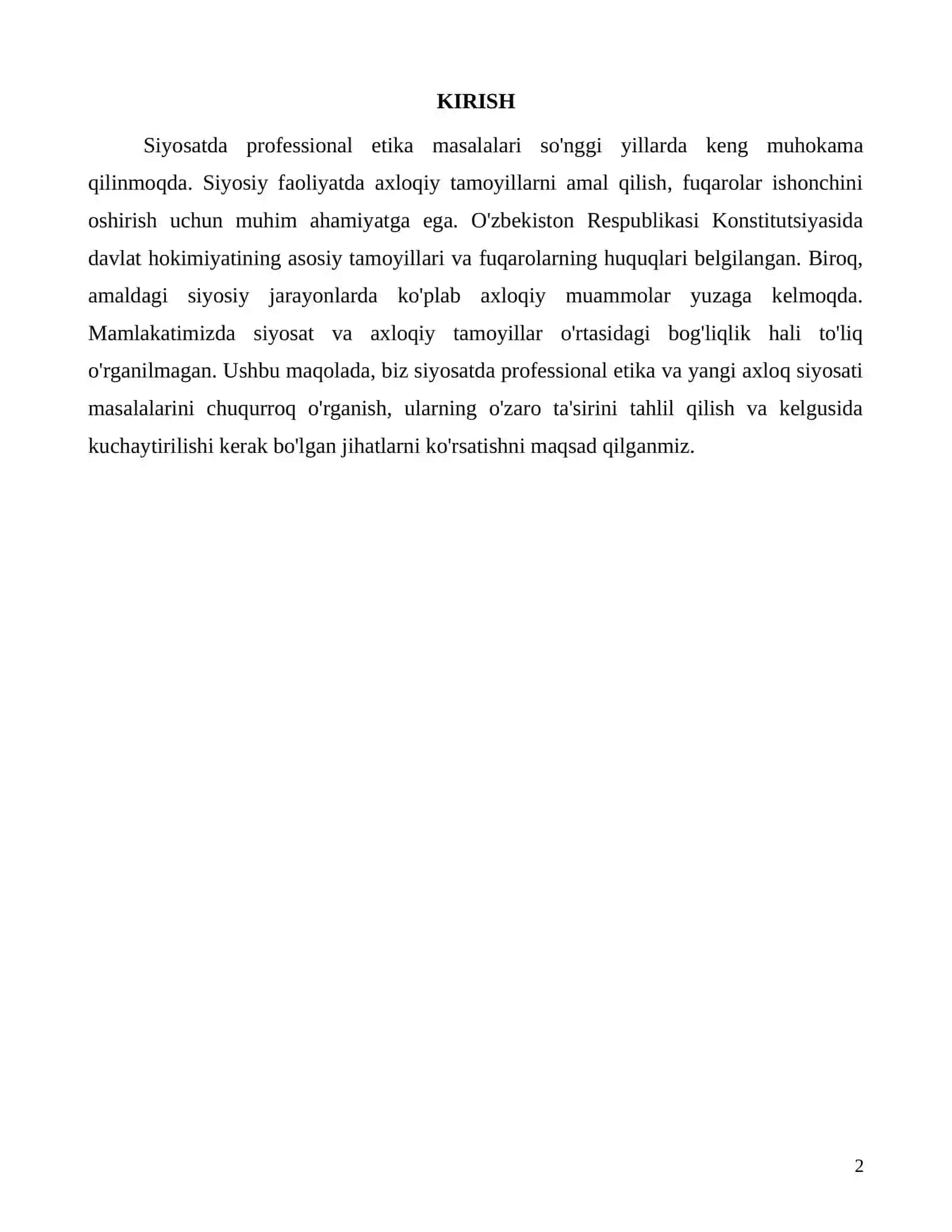 Siyosatda professional etika va yangi axloq siyosati muammolari 2