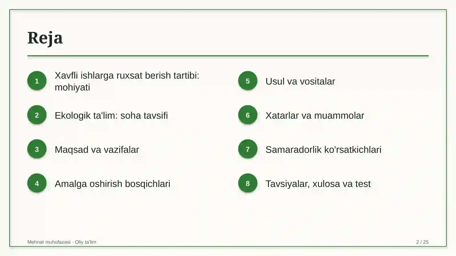 ekologik ta'limda xavfli ishlarga ruxsat berish tartibi 7778 2