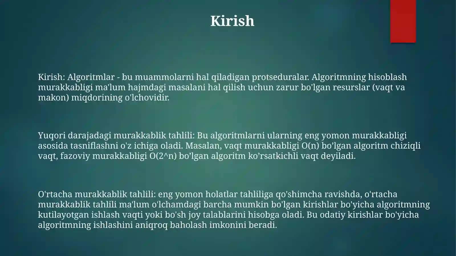Algoritmlarning Hisoblash Murakkabligi 2