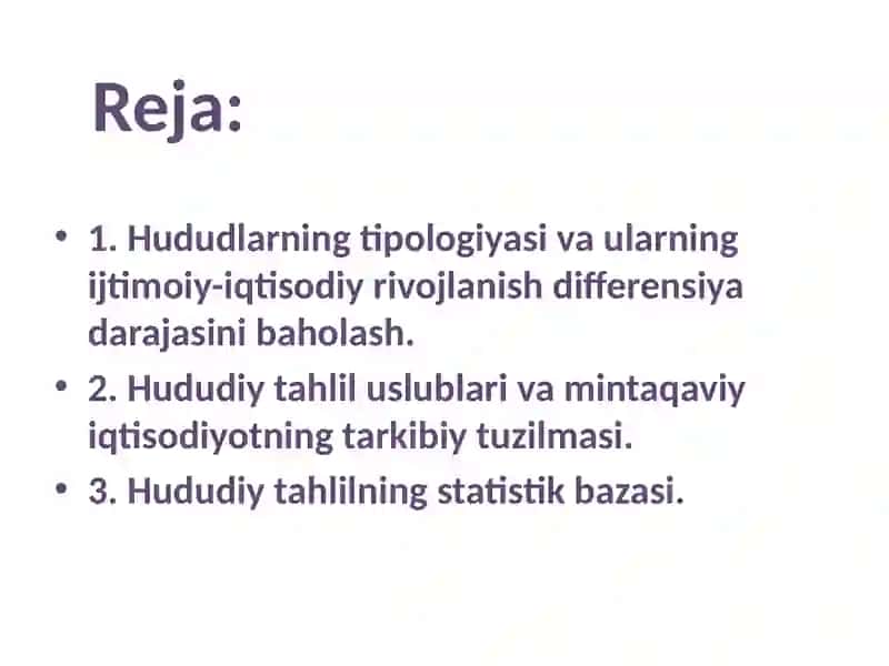 Hududiy tahlil uslublari va mintaqaviy rivojlanishni modellashtirish 2