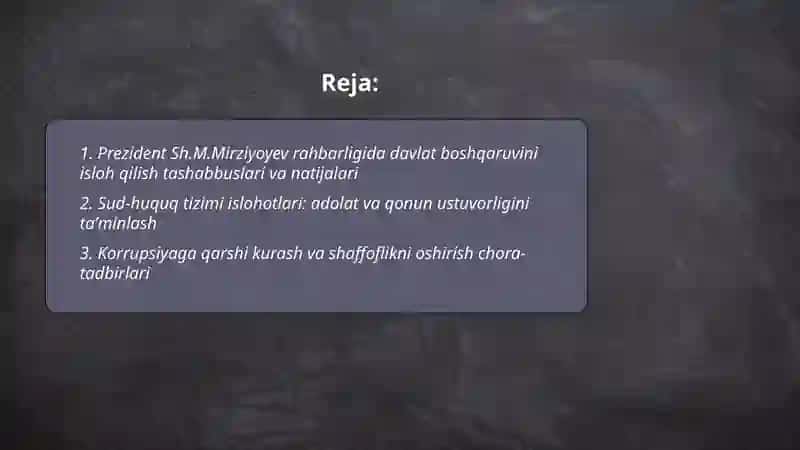 Yangi O‘zbekistonda Prezident Sh.M.Mirziyoyev rahbarligi 2