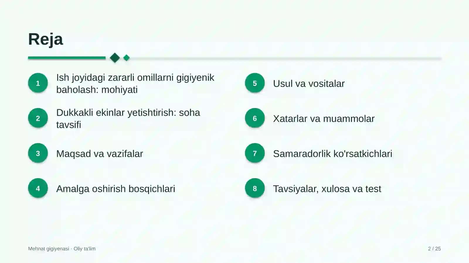 Dukkakli ekinlar yetishtirishda ish joyidagi zararli omillarni gigiyenik baholash 2