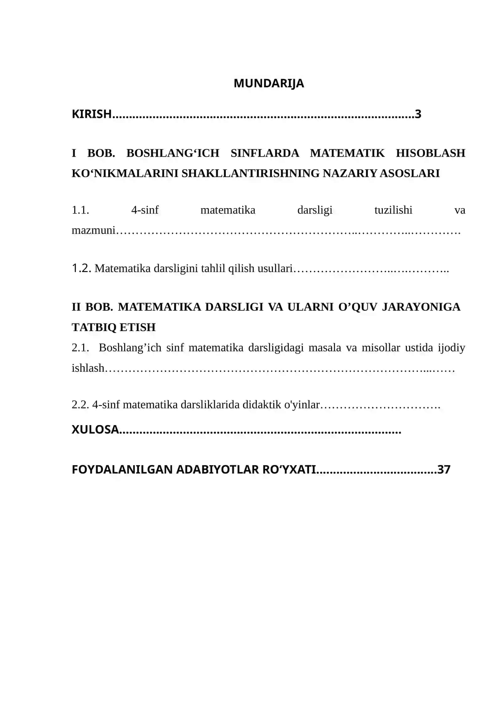 BOSHLANG‘ICH SINFLARDA MATEMATIKA O‘QITISHDAGI UZVIYLIKNI AMALGA OSHIRISH METODIKASI 2