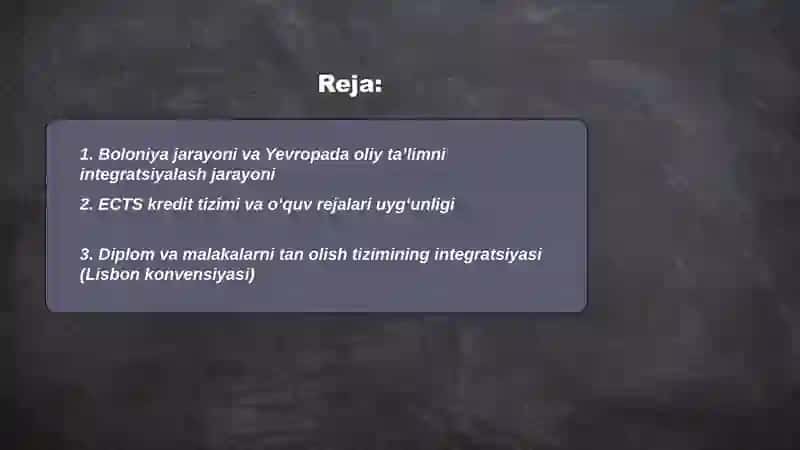 Yevropada oliy maktanbi isloh qilish va ta'lim sohasidagi integratsion jarayonlarning o'zaro aloqado 2