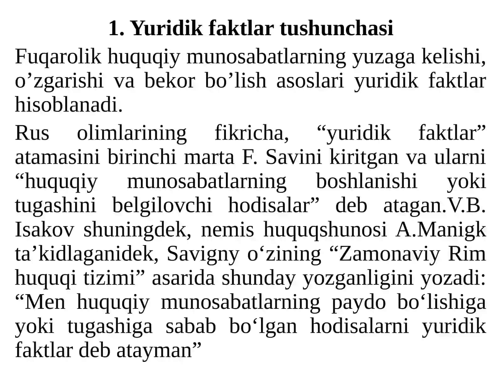 Fuqarolik-huquqiy munosabatlarning yuzaga kelishi, o’zgarishi va bekor bo’lish asoslari 2