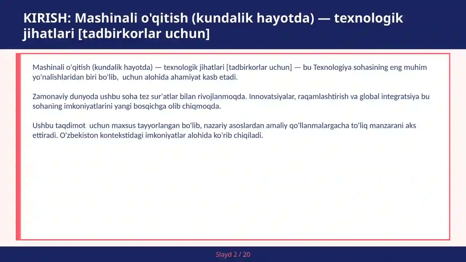 Mashinali o'qitish (kundalik hayotda) — texnologik jihatlari [tadbirkorlar uchun] 2
