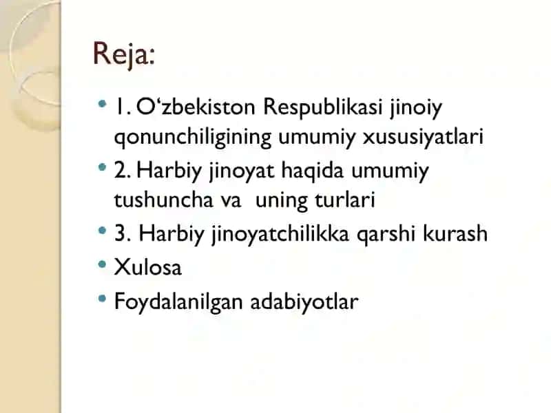O‘zbekiston Respublikasi jinoiy qonunchiligi 2