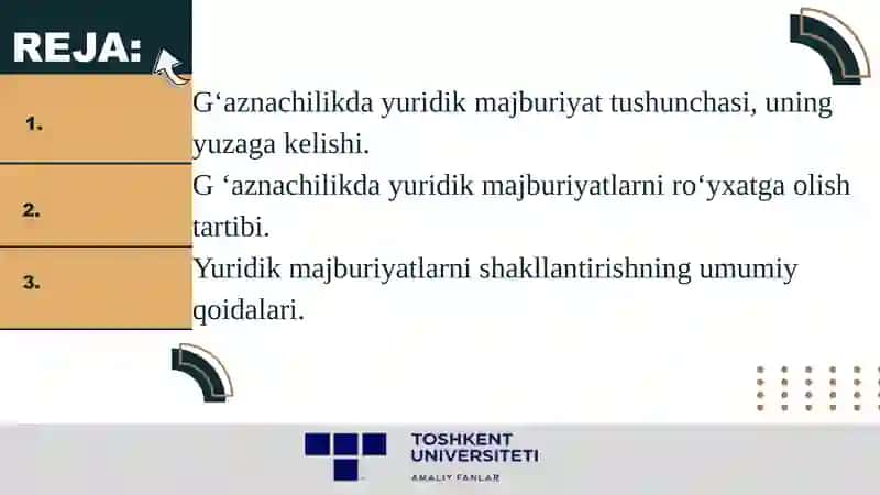 G’AZNACHILIKDA YURIDIK MAJBURIYATLAR VA ULARNI RO’YXATGA OLISH 2
