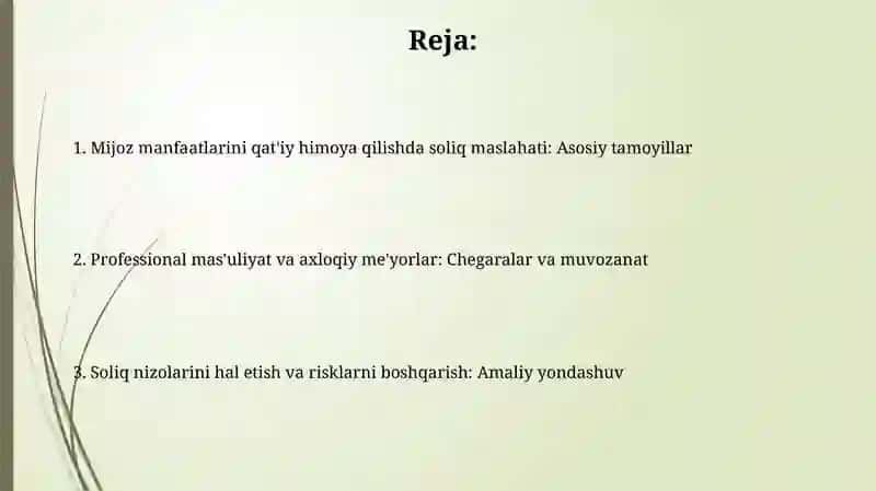 Sudda mijozning maqsadini ko'zlab vakillik qilishda soliq maslahati bo'yicha xizmatlar ko'rsatish 2